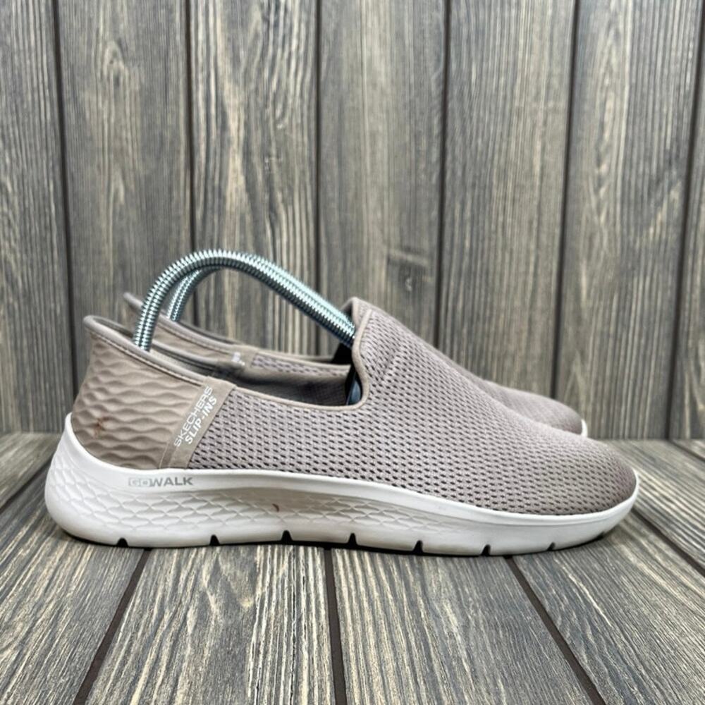Skechers Slip Ins Women Comfort Casual Shoes Sneakers Taupe Walking Nurse Sz 9.5